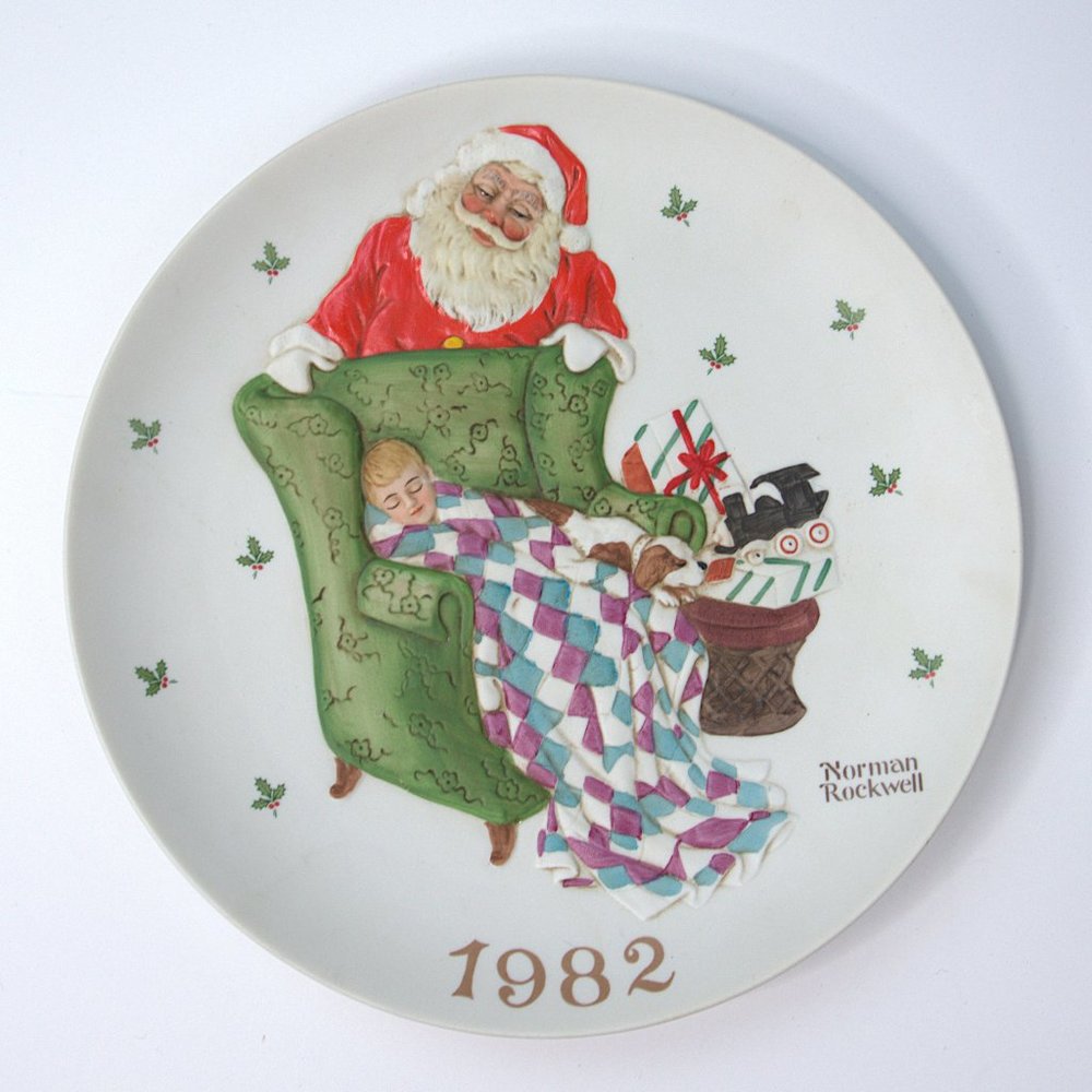 Norman Rockwell Plate Waiting for Santa Annual Christmas Plate 1982 Vintage